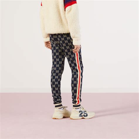 gucci blue sweatpants|Blue / Ivory GG Jacquard Jogging Pant .